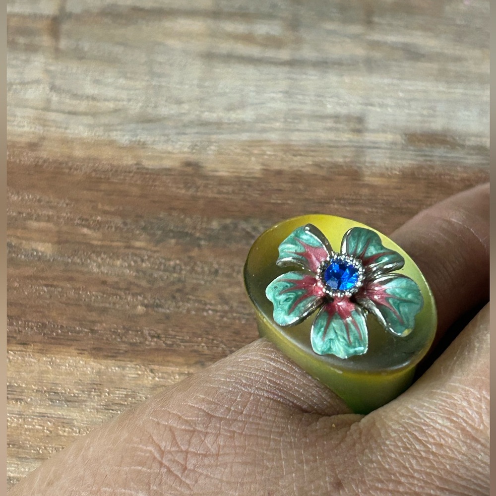 Floral Green and Pink Ring